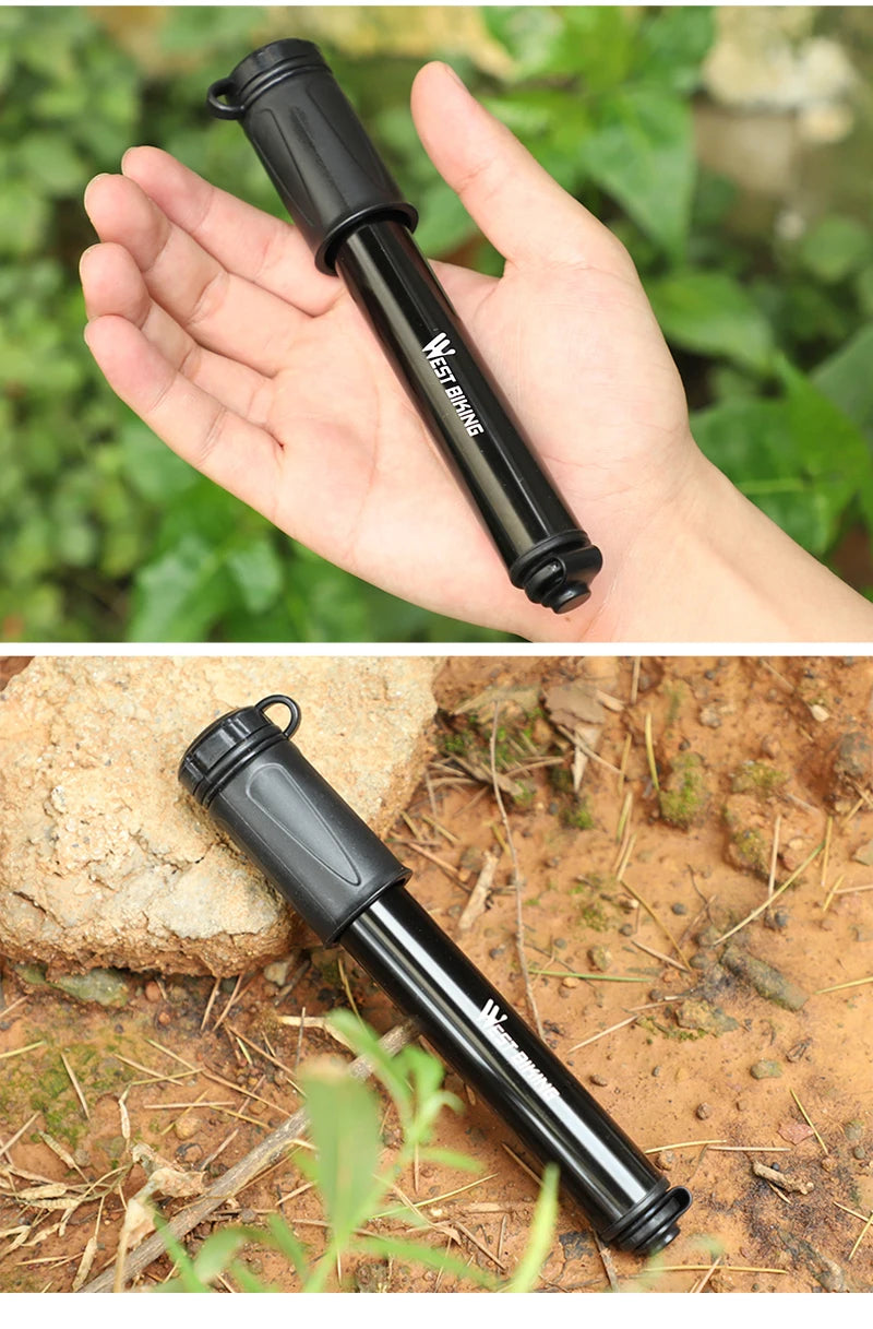 WEST BIKING Mini Bicycle Pump – Portable 100PSI Aluminum Alloy Hand Pump for Schrader & Presta Valves, MTB & Road Bikes