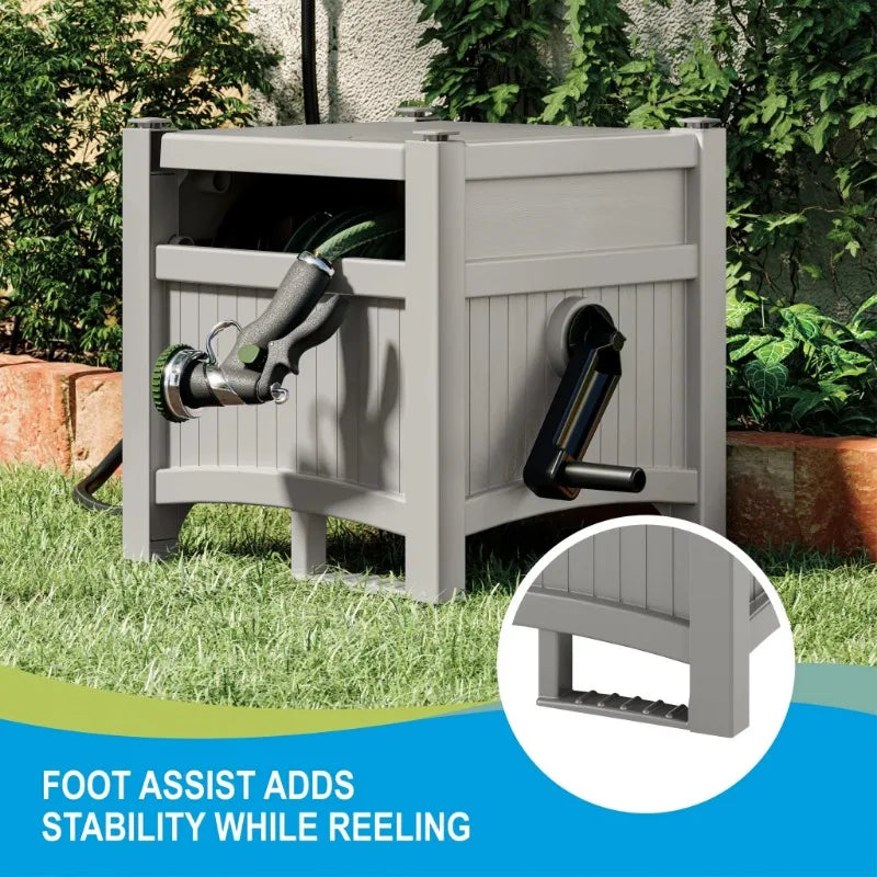 Suncast 100ft Hose Hideaway Reel – Gray Garden Hose Storage Solution