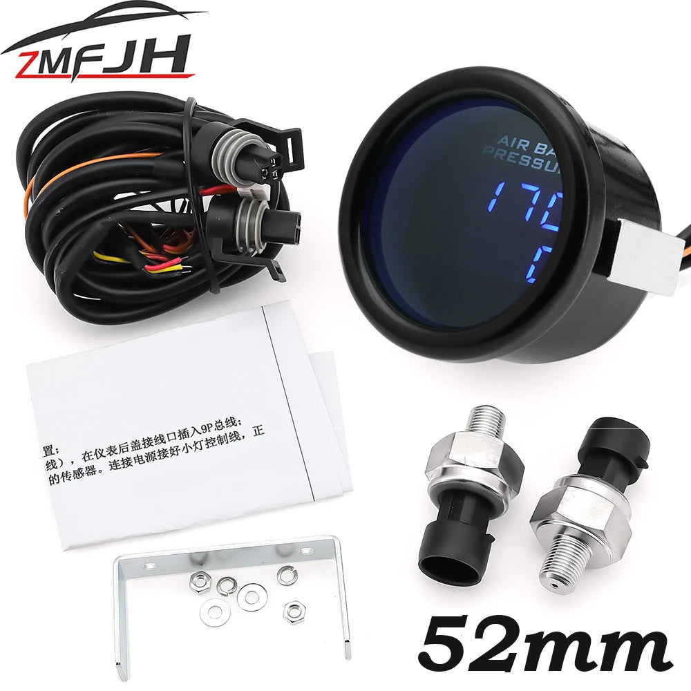 Triple Dual Display Air Pressure Gauge – LED Digital Suspension Gauge 0-220 PSI with 1/8 NPT Sensors for Car