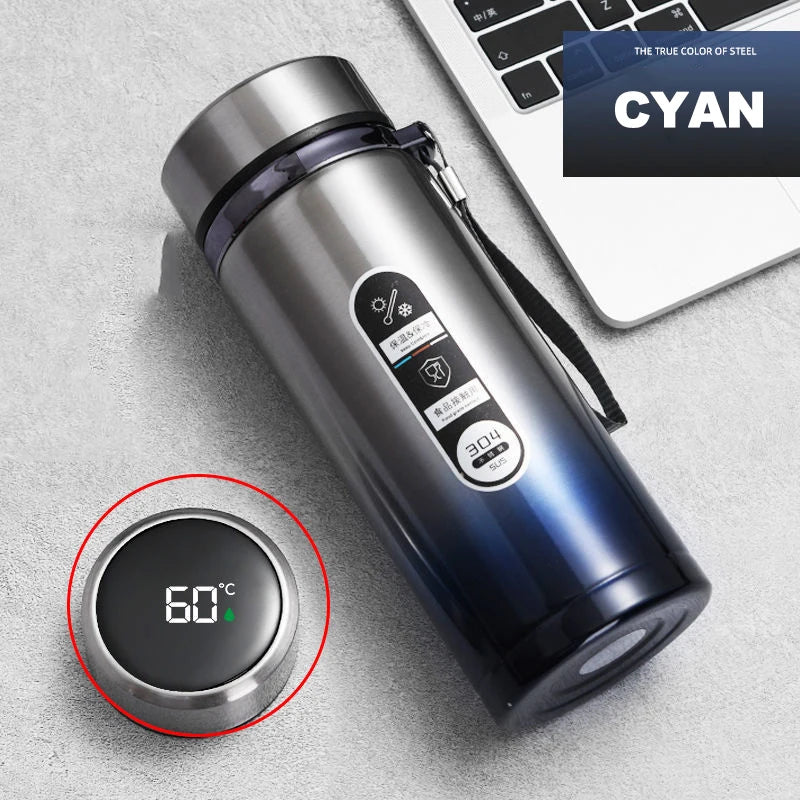 Stainless Steel Thermos Bottle 500ML-1L with LED Temperature Display - SUS304 Vacuum Flask for Tea and Water, Portable Travel Cup