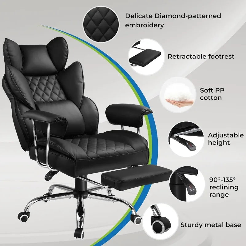 Ergonomic Gaming & Office Chair – Wide Desk Chair with Pocket Spring Lumbar Support