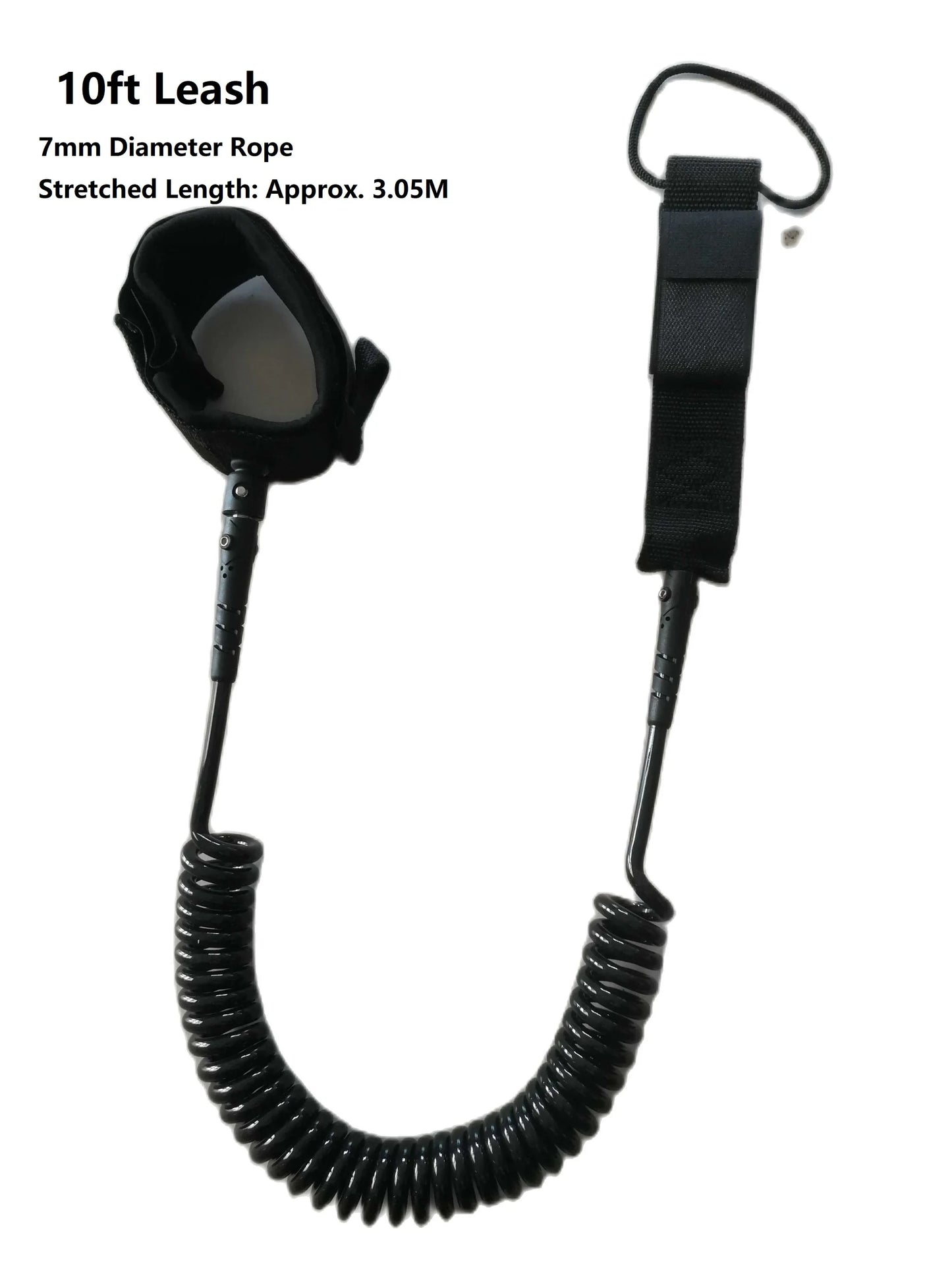 10ft SUP Ankle Leash — Elastic Coiled Leg Rope for Stand Up Paddle Boards & Surfboards