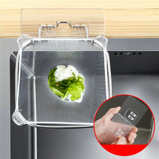 Stainless Steel Kitchen Sink Filter - Drain Rack with Mesh Bag Stand, Corner Waste Garbage Net Shelf, Sink Strainer