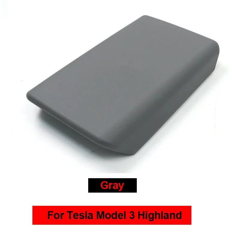 Tesla Model 3/Y 2023-2024 Armrest Protector Box Cover β Soft White TPE Center Console Pad for Model 3 Highland