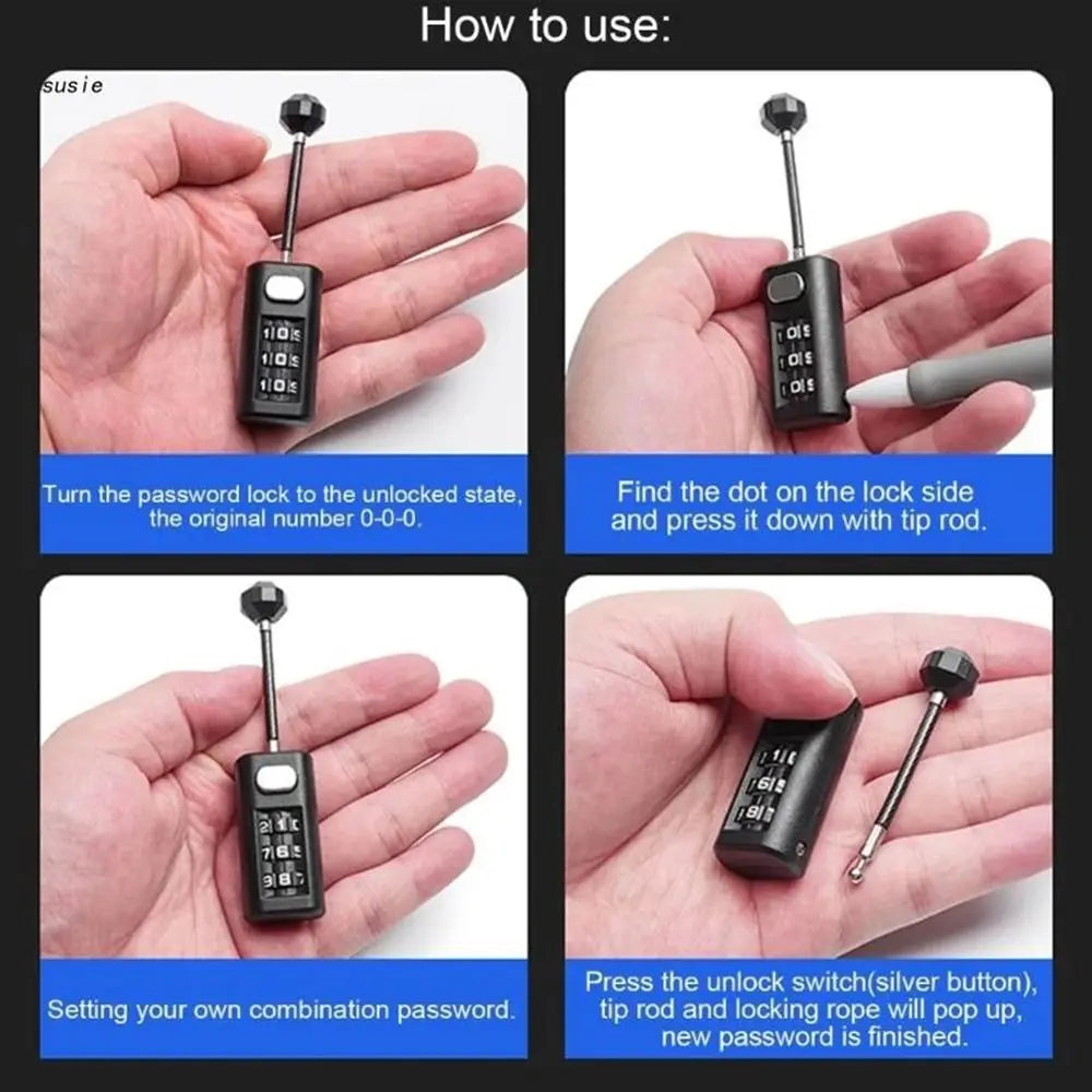 3-Digit Combination Lock – Mini Luggage, Backpack, and Cabinet Padlock with Resettable Code