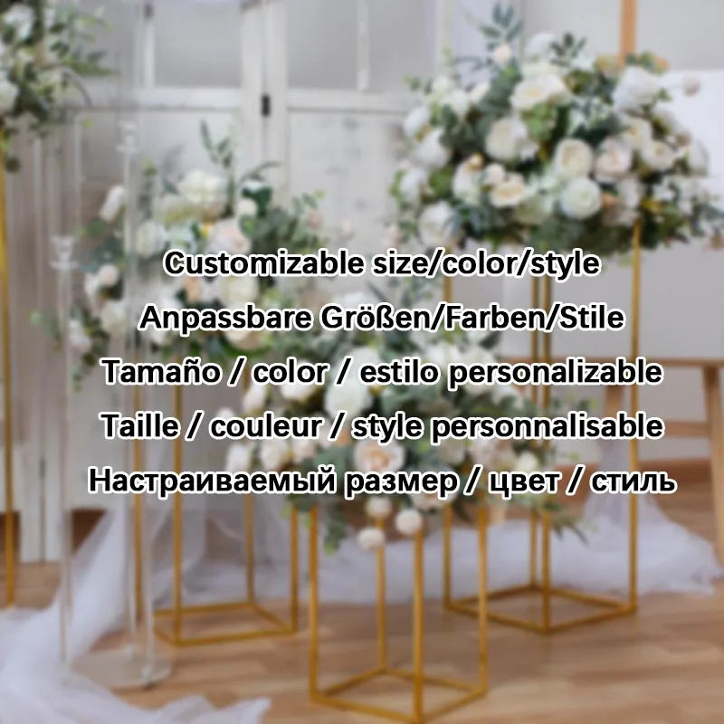 Large White/Blue Rose Flower Ball – 80-30cm Artificial Floral Bouquet for Wedding & Event Table Centerpiece Decoration