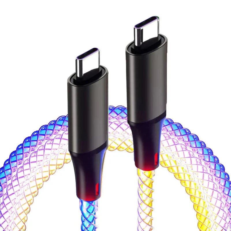 6A Fast Charging RGB Luminous Data Cable – 66W Type-C Charger for iPhone 15 Pro, Huawei, Samsung