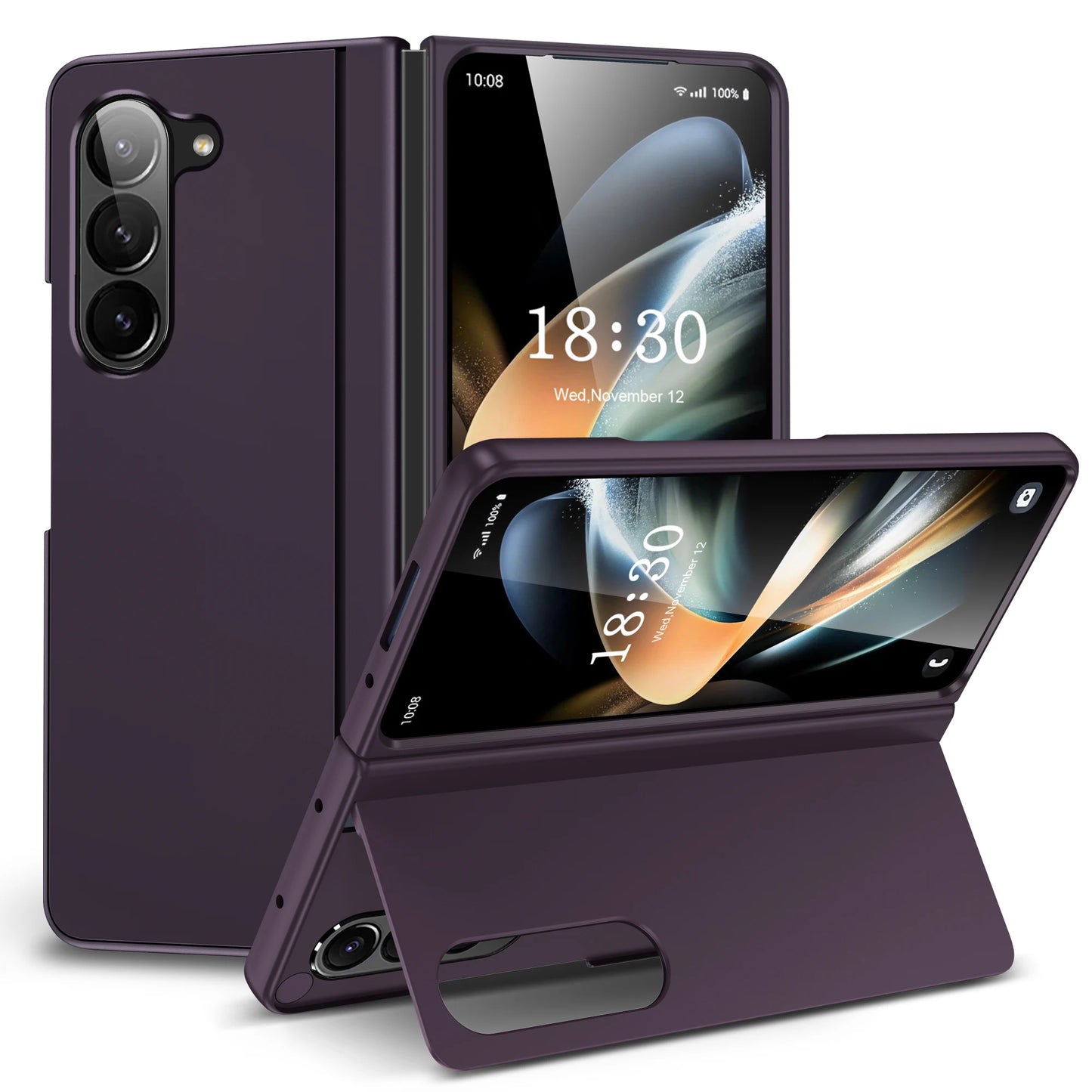 Full Coverage Hard PC + TPU Case for Samsung Galaxy Z Fold 5/4/3 5G – Anti-Fingerprint, Anti-Scratch, Heavy Duty with Holder, Matte & Non-Slip Design
