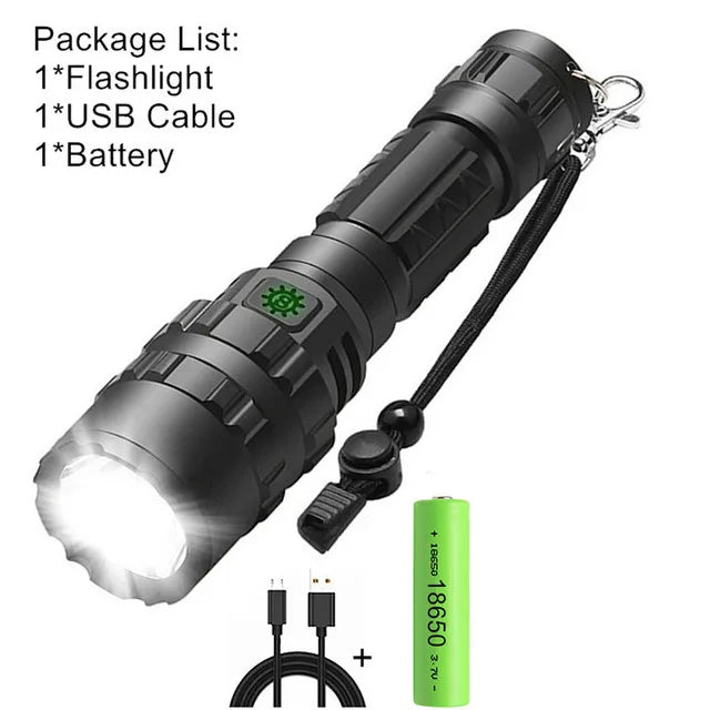 LED Tactical Hunting Flashlight - USB Rechargeable, Waterproof Torch Lamp, Professional Shooting & Night Scout Lights Set