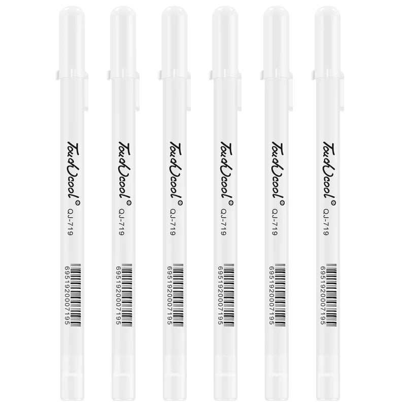 Creative Precision: 5 PCS White Manga Marker Pens Set - 0.8 mm Permanent Ink, Waterproof Art Brush Pens for Scrapbooking and School Supplies