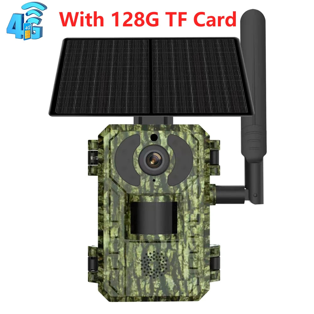 EU 4G 4MP 2K Solar Wildlife Trail Camera – Battery-Powered, PIR Motion-Activated, IP65 Outdoor Night Vision, No Red Light Exposure