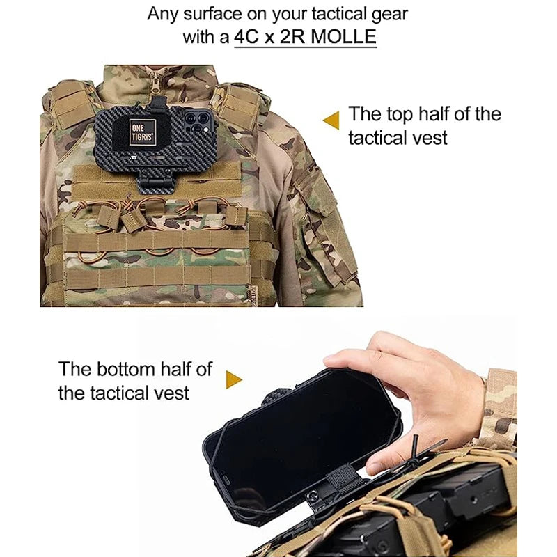 ONETIGRIS Tactical Chest Bag with Military Mobile Phone Rack - Molle Panel for Outdoor Gear, Map Case & Foldable iPhone Navigation Board