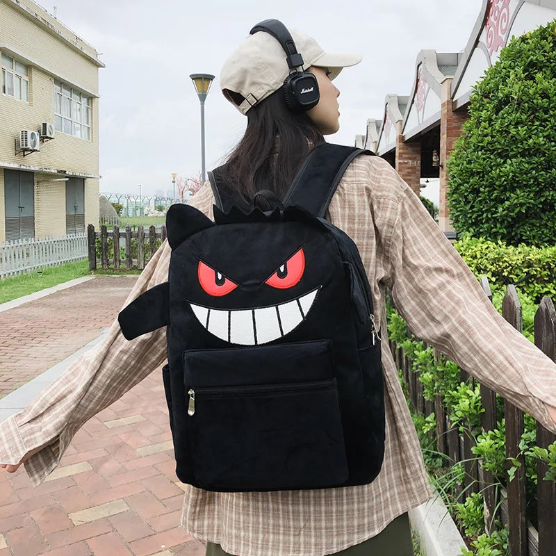MINISO Switch Pokémon Plush Backpack | Cute Cartoon Schoolbag, Large Capacity for Students & Casual Use