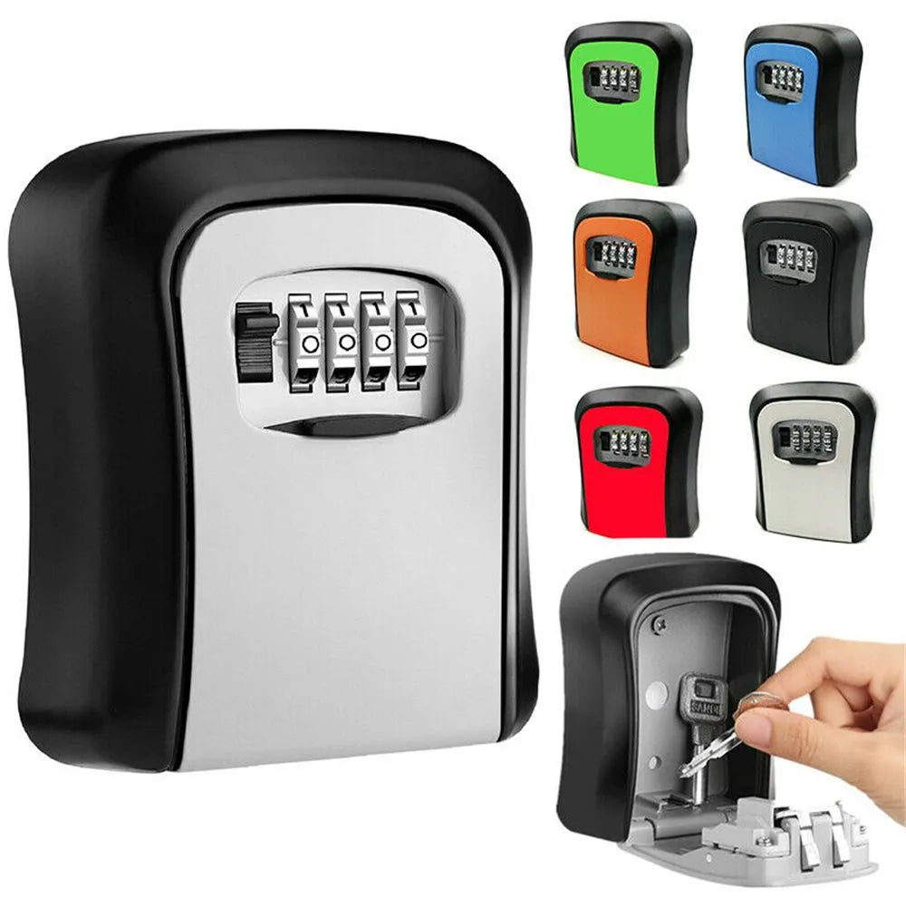 Wall Mounted Key Lock Box - Weatherproof Safe Box with 4-Digit Passwor ...