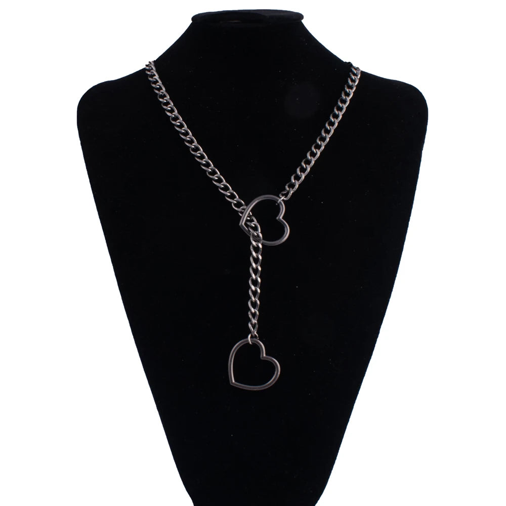 Heart Slip Chain Necklace for Women — Fashion Punk Rock Goth Choker Jewelry Accessory
