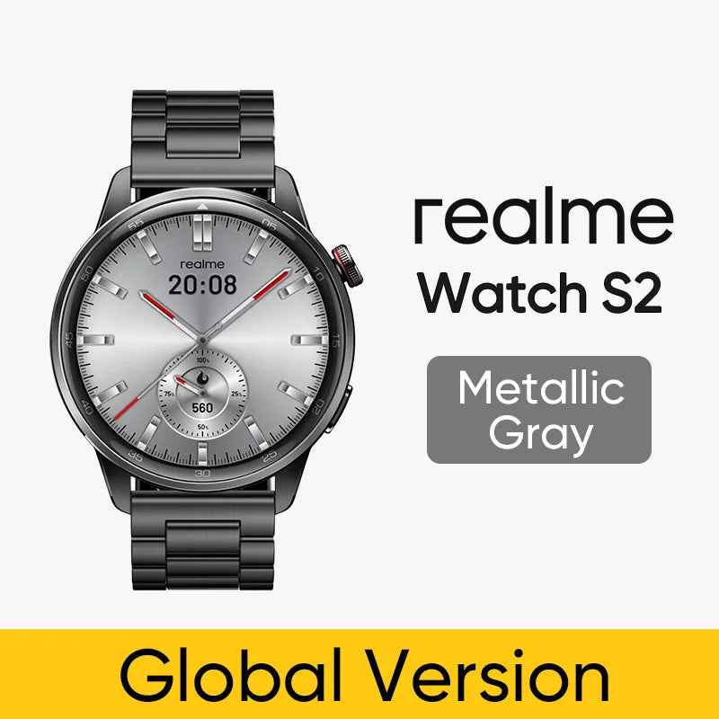 Global Version realme Watch S2 – 1.43'' AMOLED Smartwatch, 20-Day Battery, AI Engine, IP68 Waterproof
