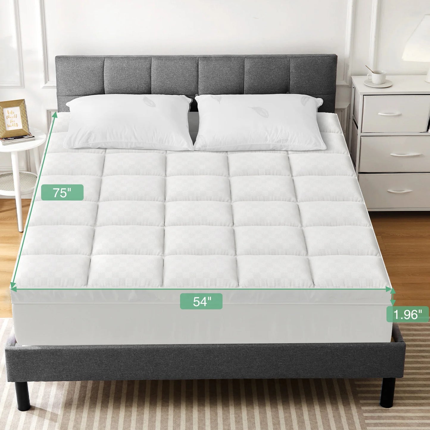 Extra Thick 5D Mattress Pad Cover - Plush Pillow Top for Twin/Full Size with 8-19 Inch Deep Pocket