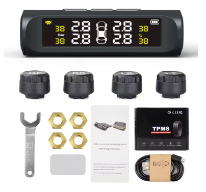 Intelligent TPMS Solar Tire Pressure Monitoring System – Parking Sensors for Cars with Temperature and Air Pressure Gauge