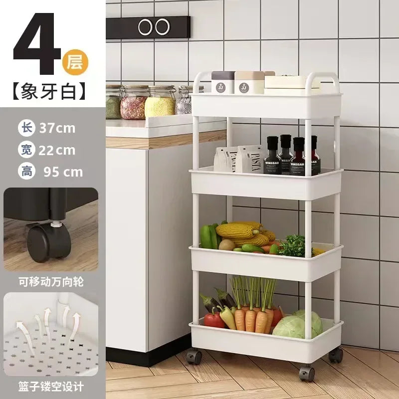 Multi-Layer Trolley Storage Rack - Mobile Organizer for Kitchen, Bedroom, and Bathroom, Ideal for Snacks and Baby Items