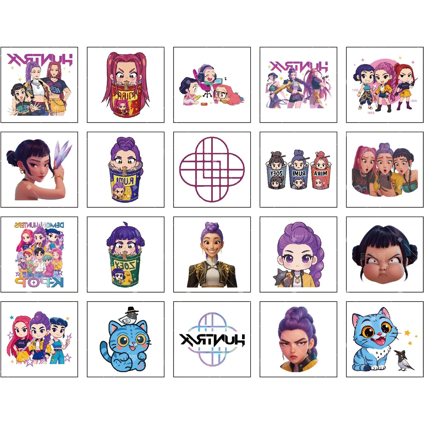 20PCS K-Pop Demon Hunters Temporary Tattoo Stickers – Cute Waterproof Cartoon Party & Christmas Gift