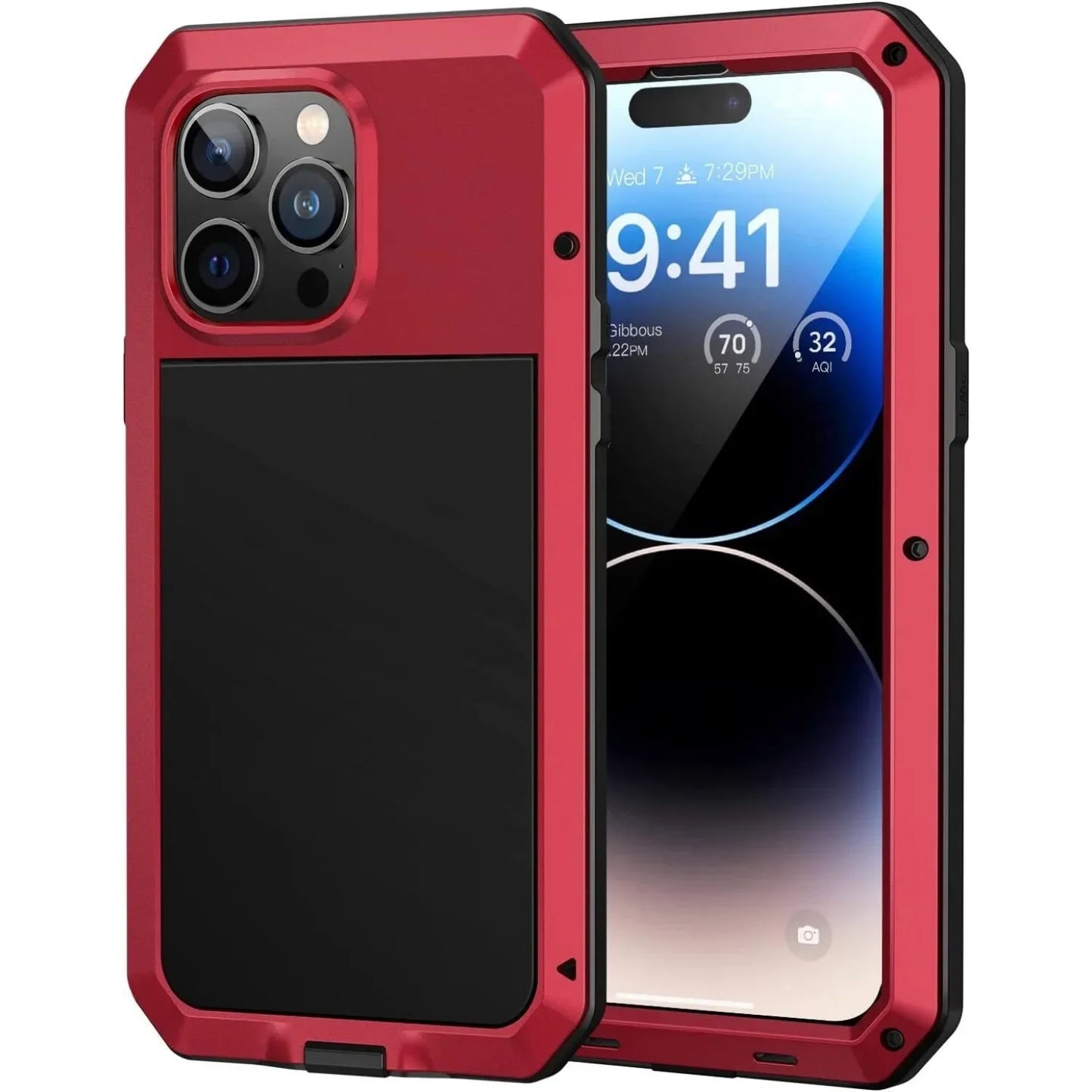 Heavy Duty Aluminum Metal Case for iPhone 16/15/14/13/12/11 Pro Max – Shockproof Gorilla Glass Cover for iPhone XS Max/XR/7/8