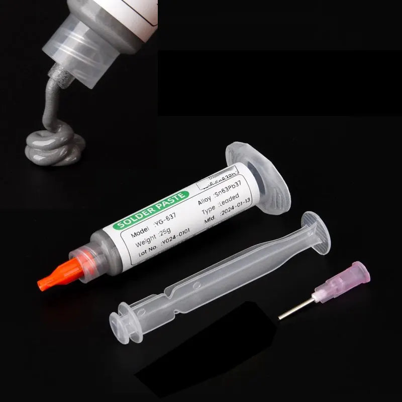 138/183℃ Solder Paste Syringe Flux for SMD BGA IC PCB Repair – Tin Welding Paste with Needle Tube