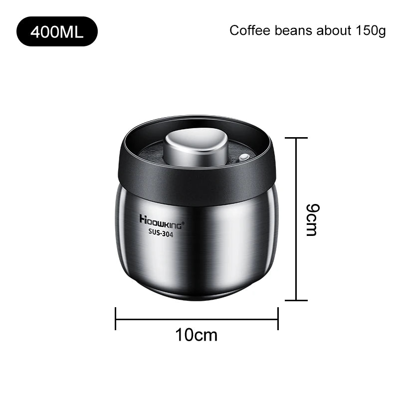 Vacuum Sealed Coffee Bean Storage Tank – 304 Stainless Steel Moisture-Proof Food Jar for Home