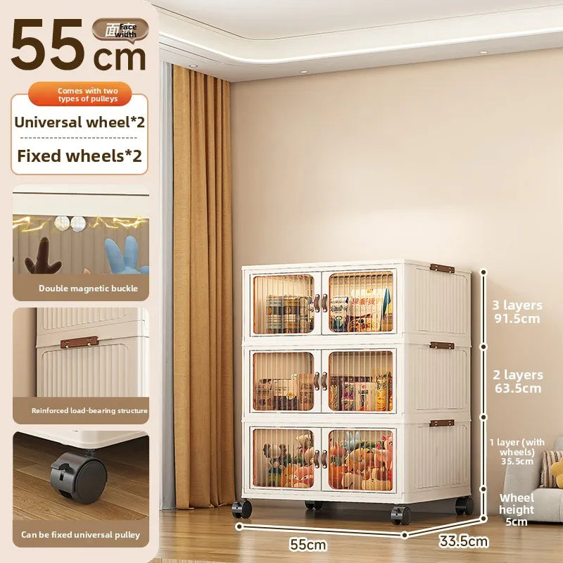 Large Capacity Collapsible Storage Bin — Plastic Organizer with Lid for Clothes, Toys & Blankets, Stackable & Portable for Bedroom or Nursery