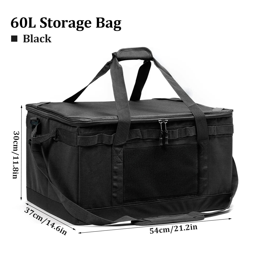 60L Large Camping Storage Bag – Collapsible Cooking Trunk Organizer, Waterproof Oxford Fabric