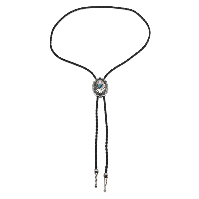 Adjustable Bolo Tie – Western Cowboy Necktie for Teens, Men & Women, Punk Shirt with Alloy Turquoise Buckle Pendant