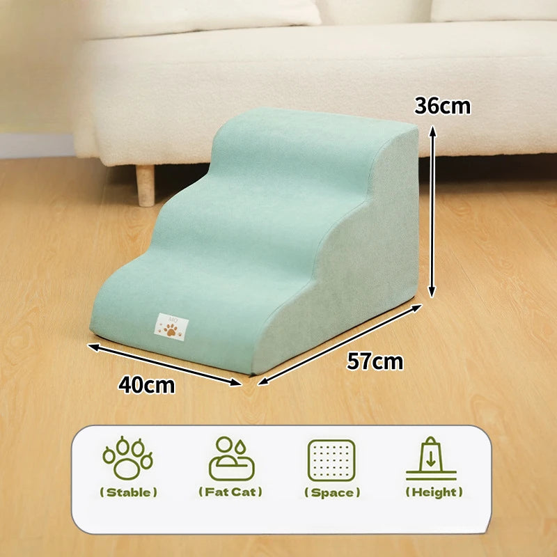 Pet 2/3-Step Stair Ramp for Dogs and Cats - Memory Foam Sponge, Removable and Washable, Training Pet Ramp for Sofa