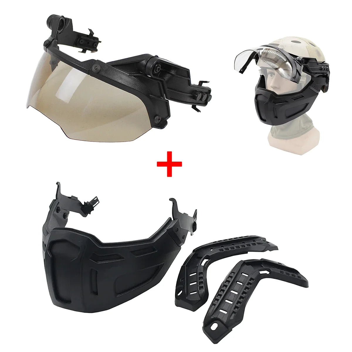 Tactical FAST Helmet Half Face Mask with Flip Goggles – Airsoft, Paintball, and Hunting Gear Accessories