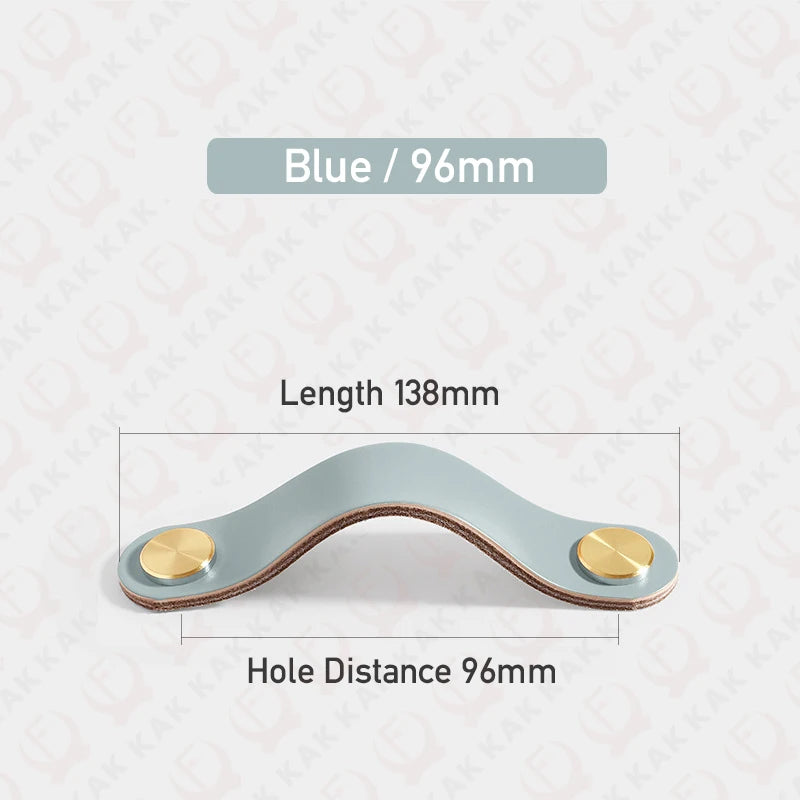 KAK Cowhide Leather Cabinet Handles – Nordic Style Furniture Pulls for Kids Room, Brass & Copper Kitchen Drawer Knobs, Door Hardware