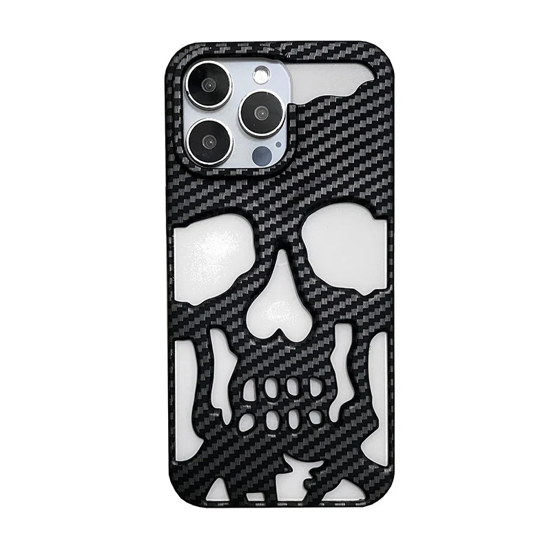 Cool Hollow Skull Ghostface Plating iPhone Case – Heat Dissipation Slim Cover for iPhone 14-17 Pro Max