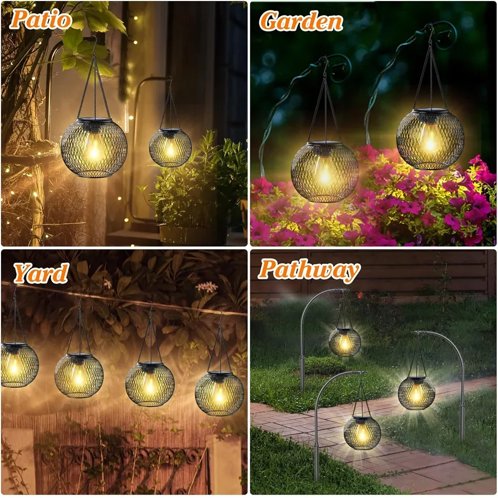 Ortiny Solar Lantern Outdoor - Upgraded Waterproof Hanging Lights for Decorative Outdoor Use