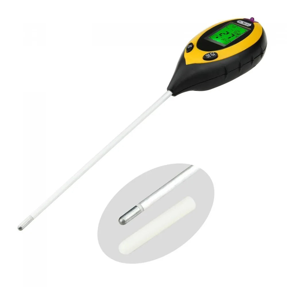 Soil PH Meter Tester - 4 in 1 Soil Tester for PH, Moisture, Temperature, and Sunlight Intensity Measurement - Analysis for Soil Acidity