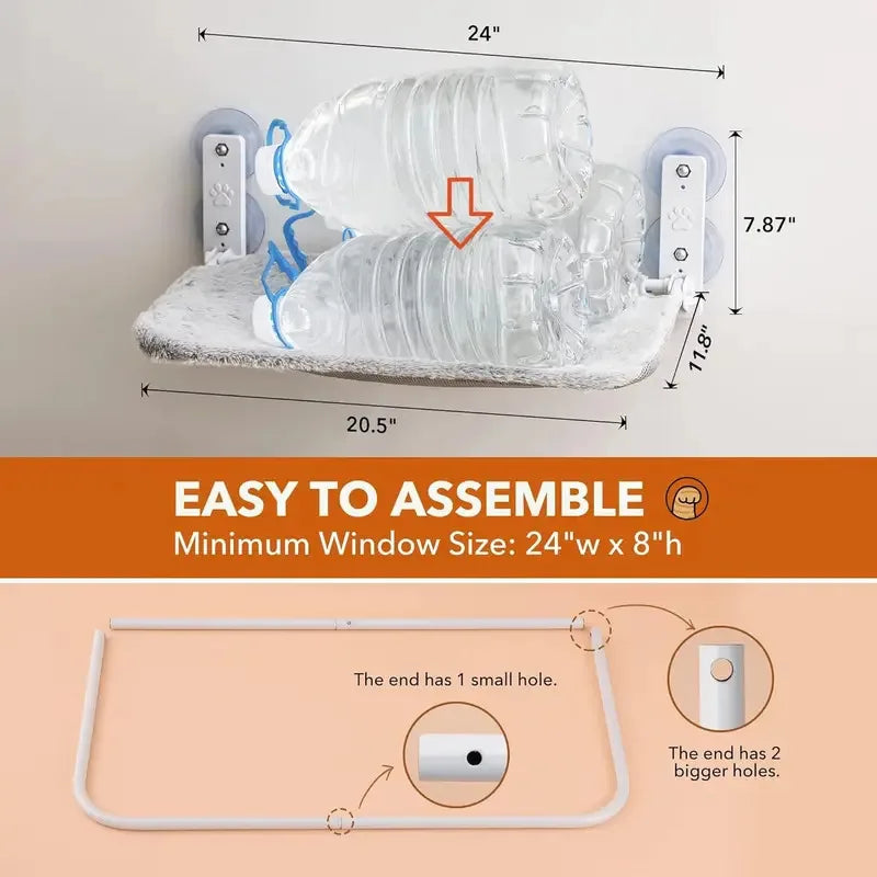 Foldable Cat Window Perch Hammock – Steel Frame Bed with Strong Suction Cups & Removable Cushion