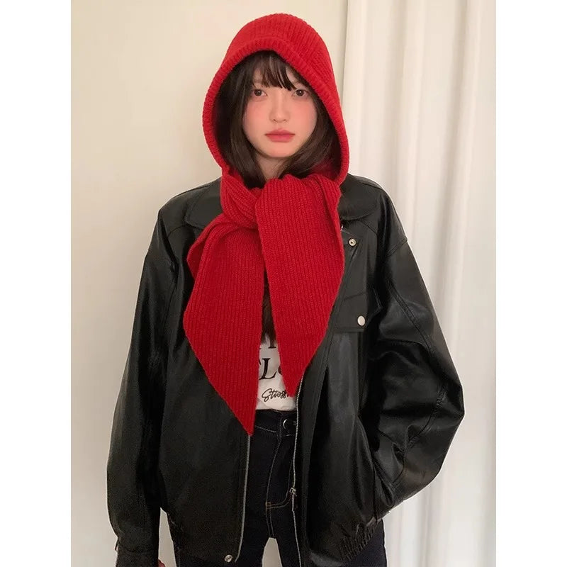 Autumn & Winter Hat and Scarf Set – Wool Knit Earmuffs, Fashionable Neck Warmer for Women