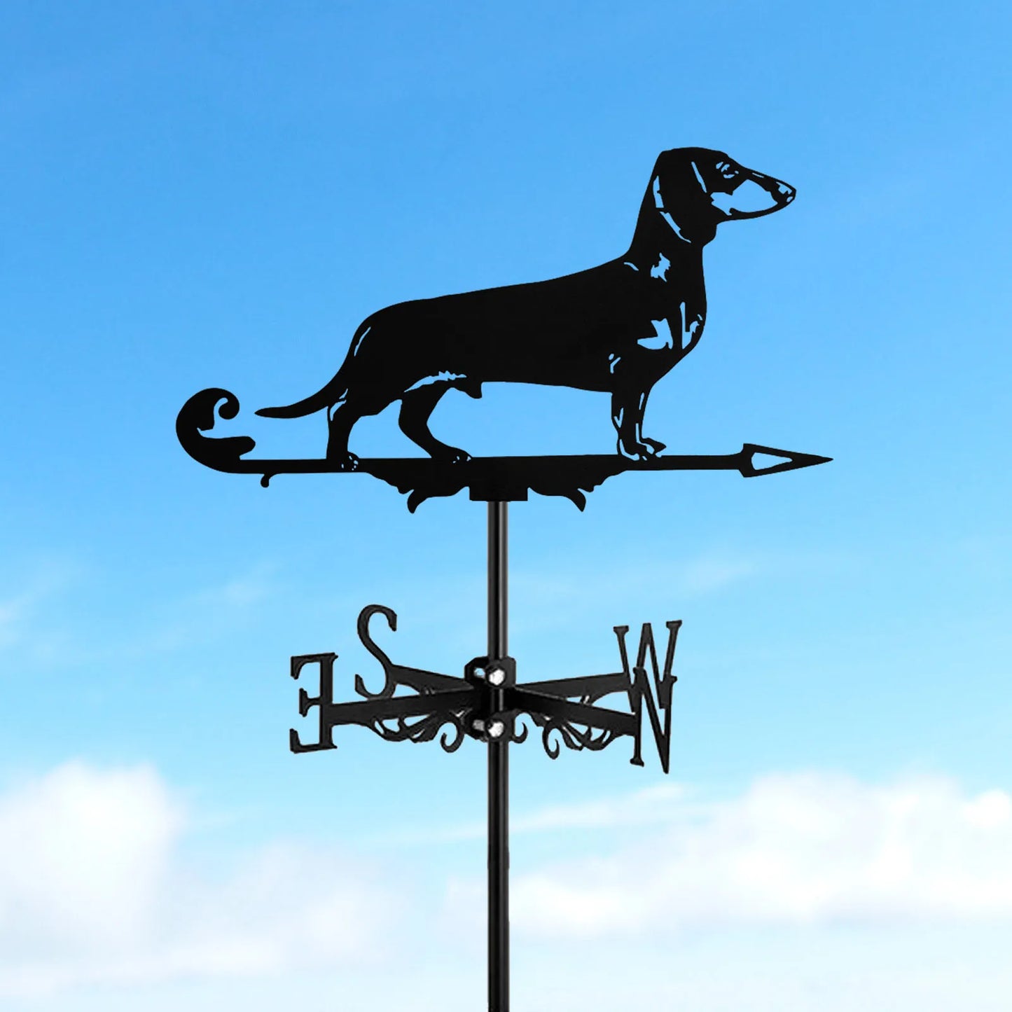 New Metal Dachshund Weather Vane - Standing Decor for Roof, Garden, Yard, Shed, Home, Fence Post