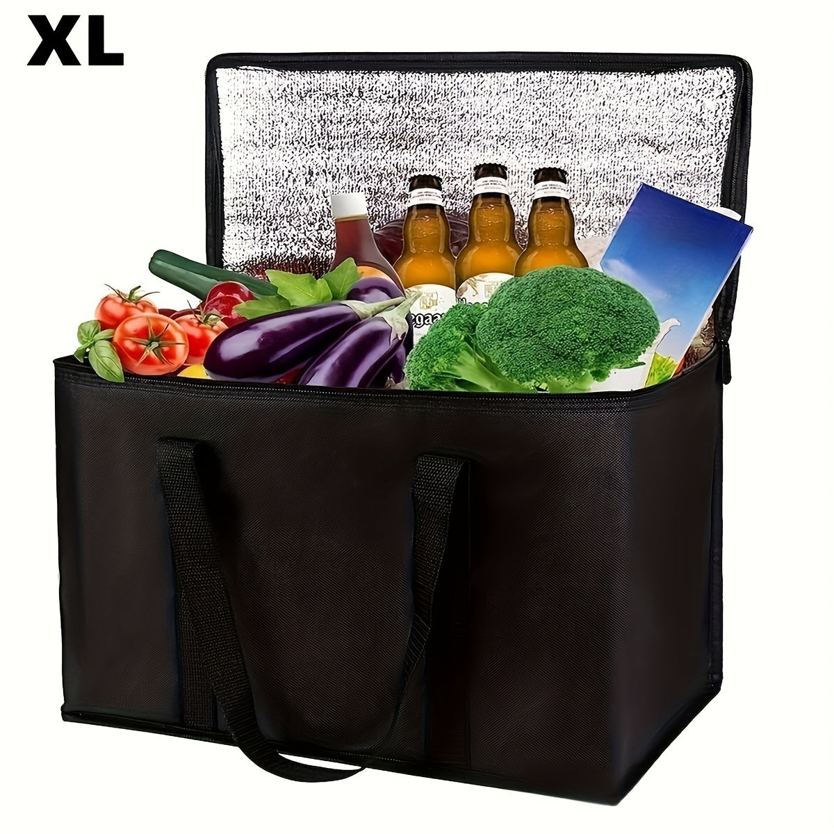 XL/Large Insulated Bag β Keeps Food Hot and Cold for Hours β Grocery Tote, Soft Cooler Bag, Pizza Warmer β Lightweight and Sturdy Zipper