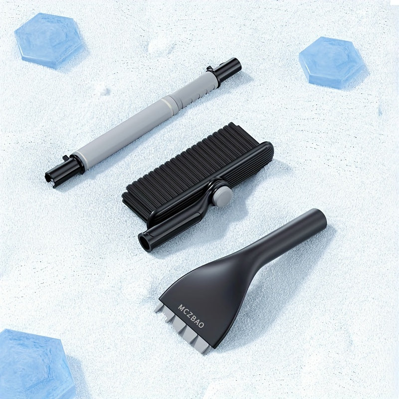 Car Multi-Functional Snow Shovel - Retractable Aluminum Alloy Ice Scraper & Defrost Shovel for Snow Removal