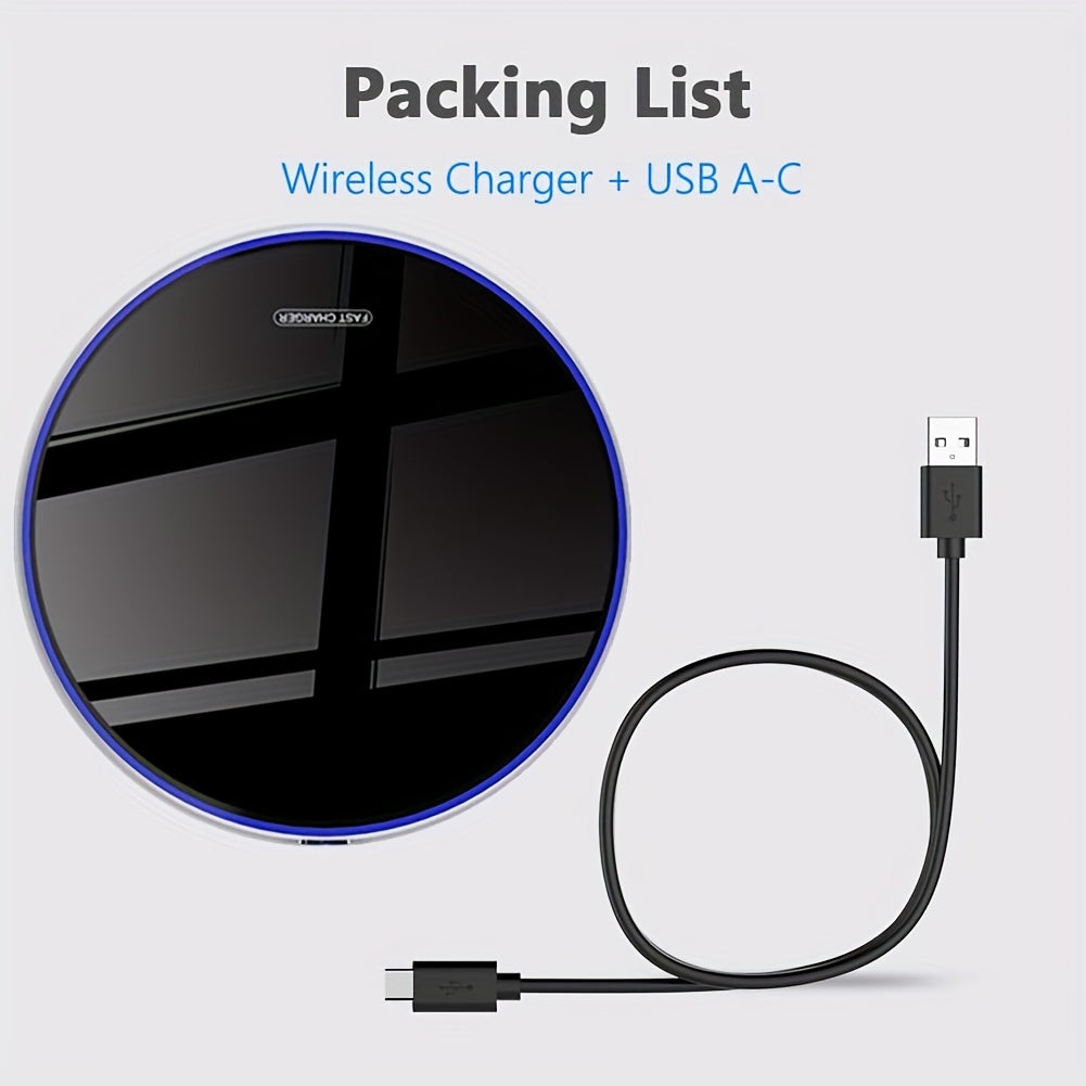 15W Fast Wireless Charger for iPhone 15/14/13/12 Pro Max/Mini, AirPods and Samsung Galaxy S24/S23/S22/S21 Series – Compatible with Note and Z Fold/Z Flip