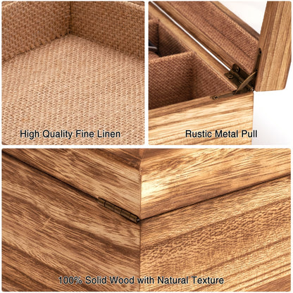 10 Slot Rustic Brown Wooden Watch Box - Large Capacity Display Organizer with Soft Velvet Interior, Perfect Gift for Men and Women (Boyfriend, Father's Day, Birthday, Anniversary)