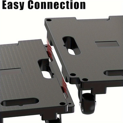 Spacekeeper Folding Hand Truck – 500 LB Heavy Duty Utility Dolly with 6 Wheels & 2 Elastic Ropes for Luggage, Moving, Shopping, Office Use (Black)