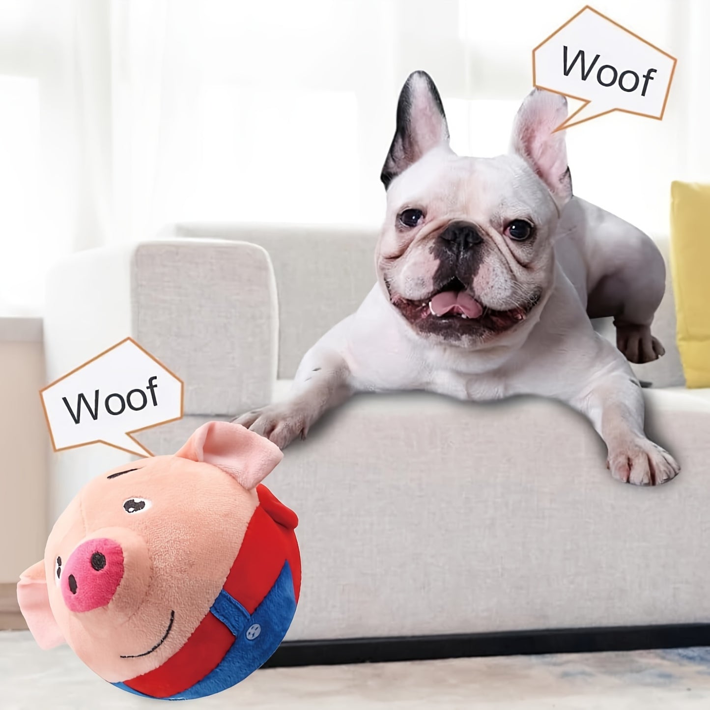 Small USB Interactive Cartoon Pig Plush - Washable Sound Electronic Moving Pet Toy, Active Bouncing Balls for Dogs