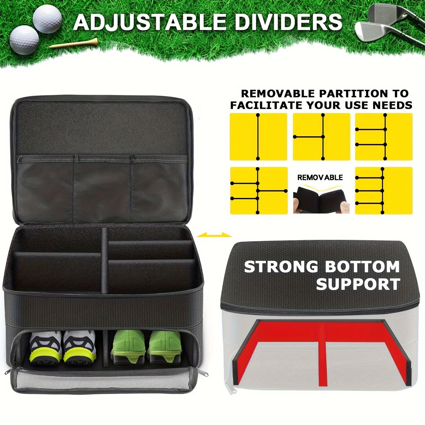 Golf Trunk Organizer - Waterproof and Durable Golf Storage Bag, Shoe Bag and Accessories for Men, Car Organizer