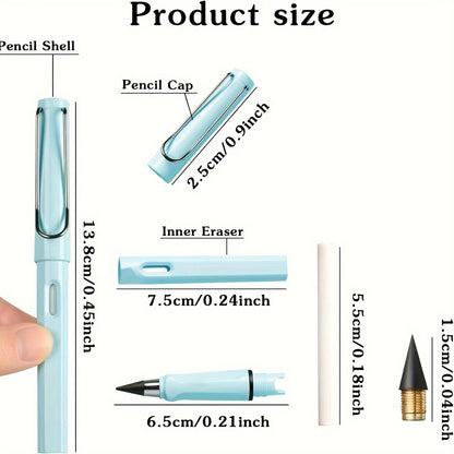 12 Colors Forever Pencil Set – Long-Lasting, Erasable, Sharpen-Free Writing – Ideal for Sketching, Drawing, School Supplies with Infinity Inkless Lead