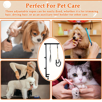 Adjustable Dog Grooming Arm with Clamp - 36" Height, No-Sit Haunch Holder, Three-Section Design for Medium & Small Dogs & Cats