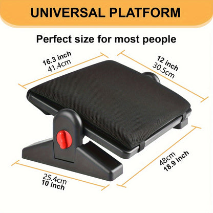 Adjustable Footrest with Removable Cushion - Angle Adjustable, Non-Slip Footstool for Desk, Office, Home, and Travel