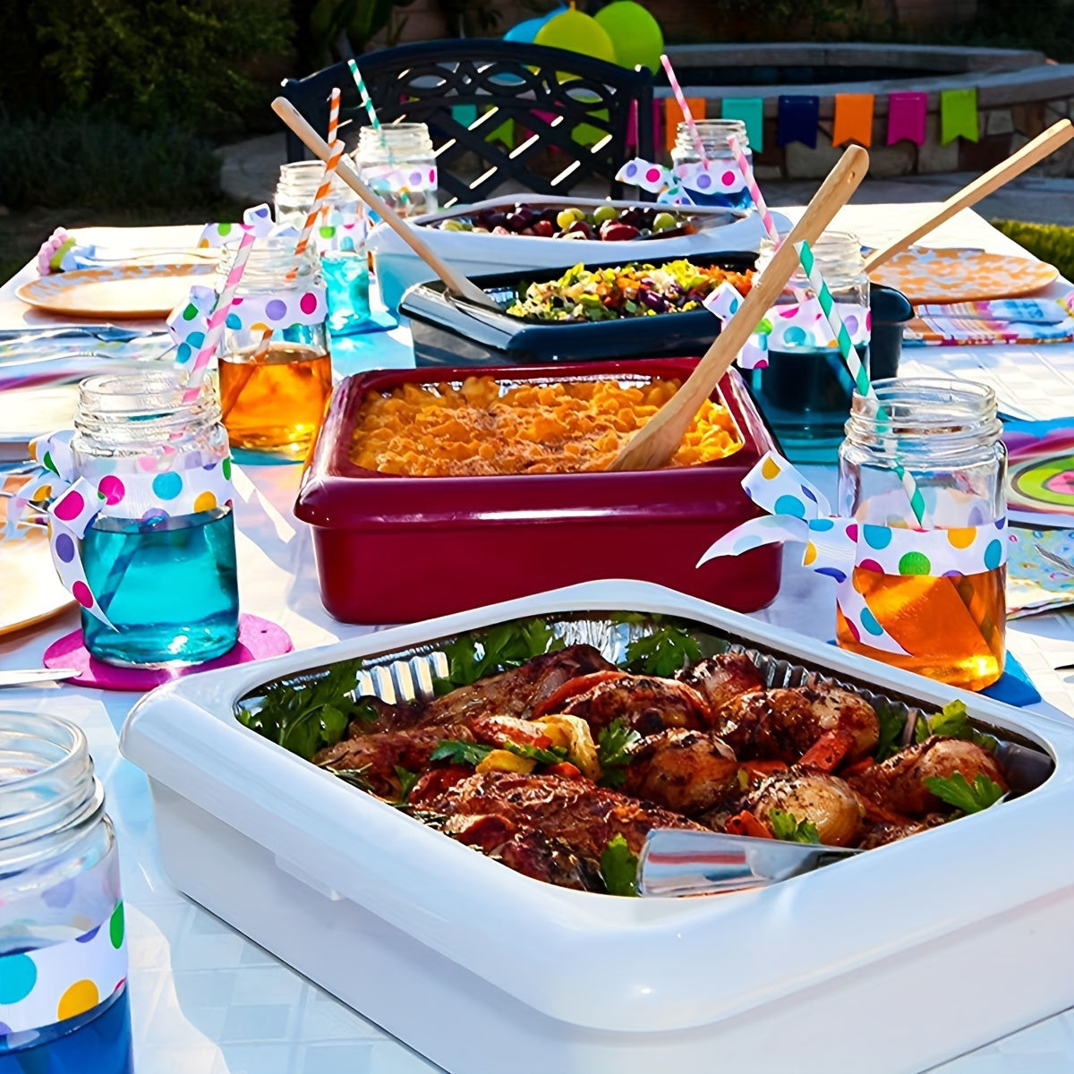 Portable Casserole Tableware - Indoor and Outdoor Picnic Box for BBQ, Baked Rice, and Clay Pot Dishes - Fresh-Keeping Silver Foil Pan